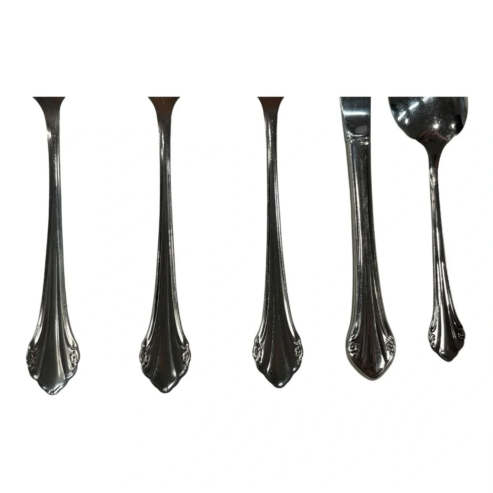 5 Pc Oneida Canada Bittersweet/Repose Serving Set Stainless Steel Spoons Knife
